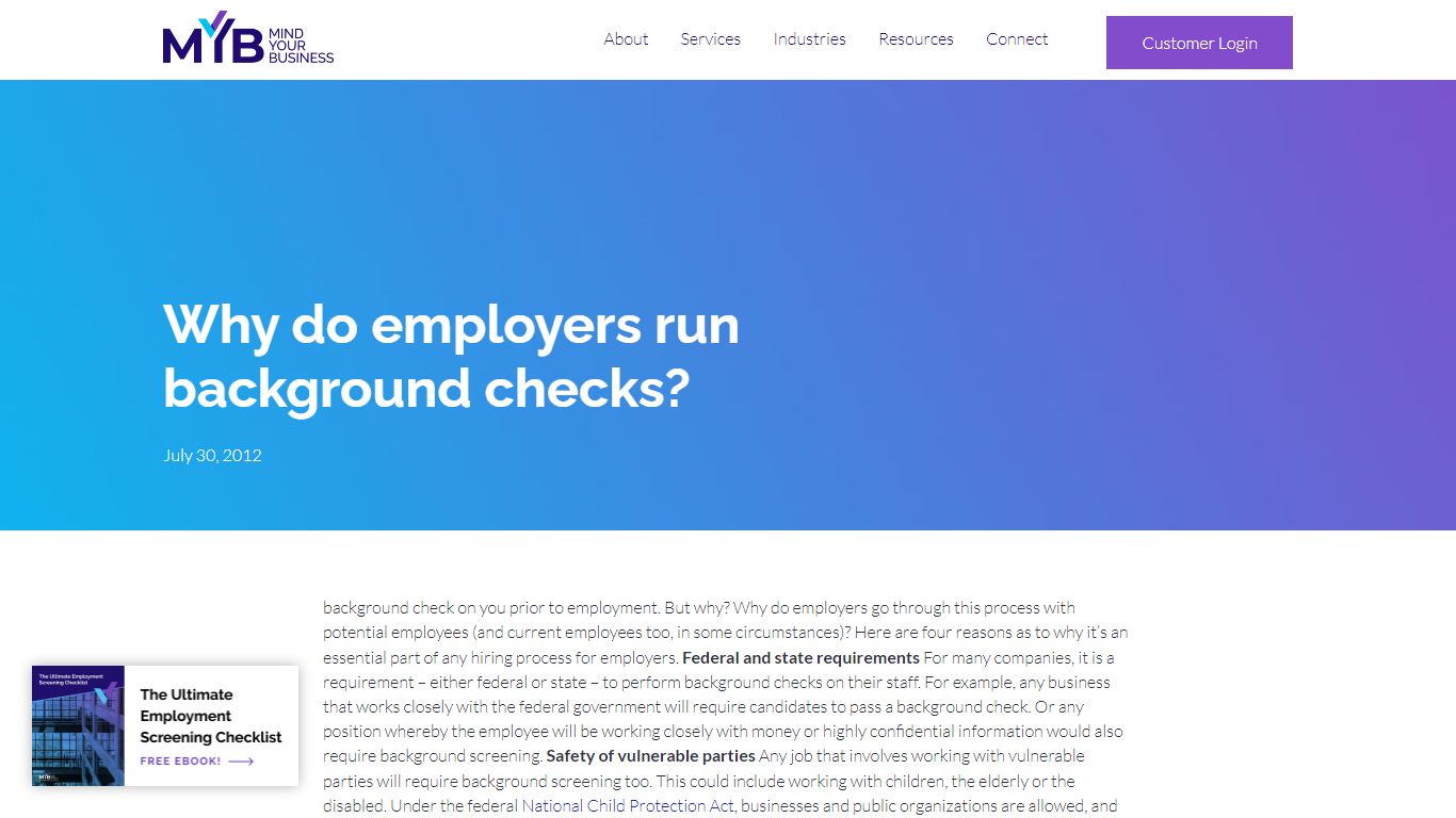 Why do employers run background checks? - Mind Your Business